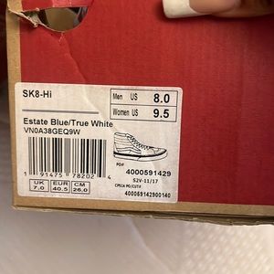 Sk8 Hi Vans (Navy) Men 8 Women 9.5